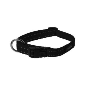 Reflective Dog Collar with ID Ring, Medium, Black