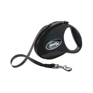 Retractable Tape Dog Leash, 3 m, Small, Black