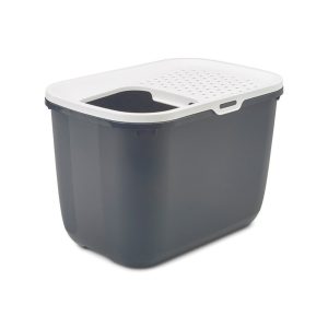 Top-Entry Cat Litter Box with Perforated Lid, Anthracite